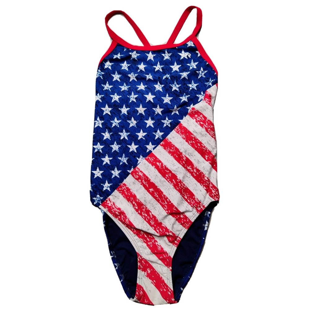 TYR DURAFAST USA FLAG Star Spangled DIAMONDFIT Swimsuit - Women 36 NEW